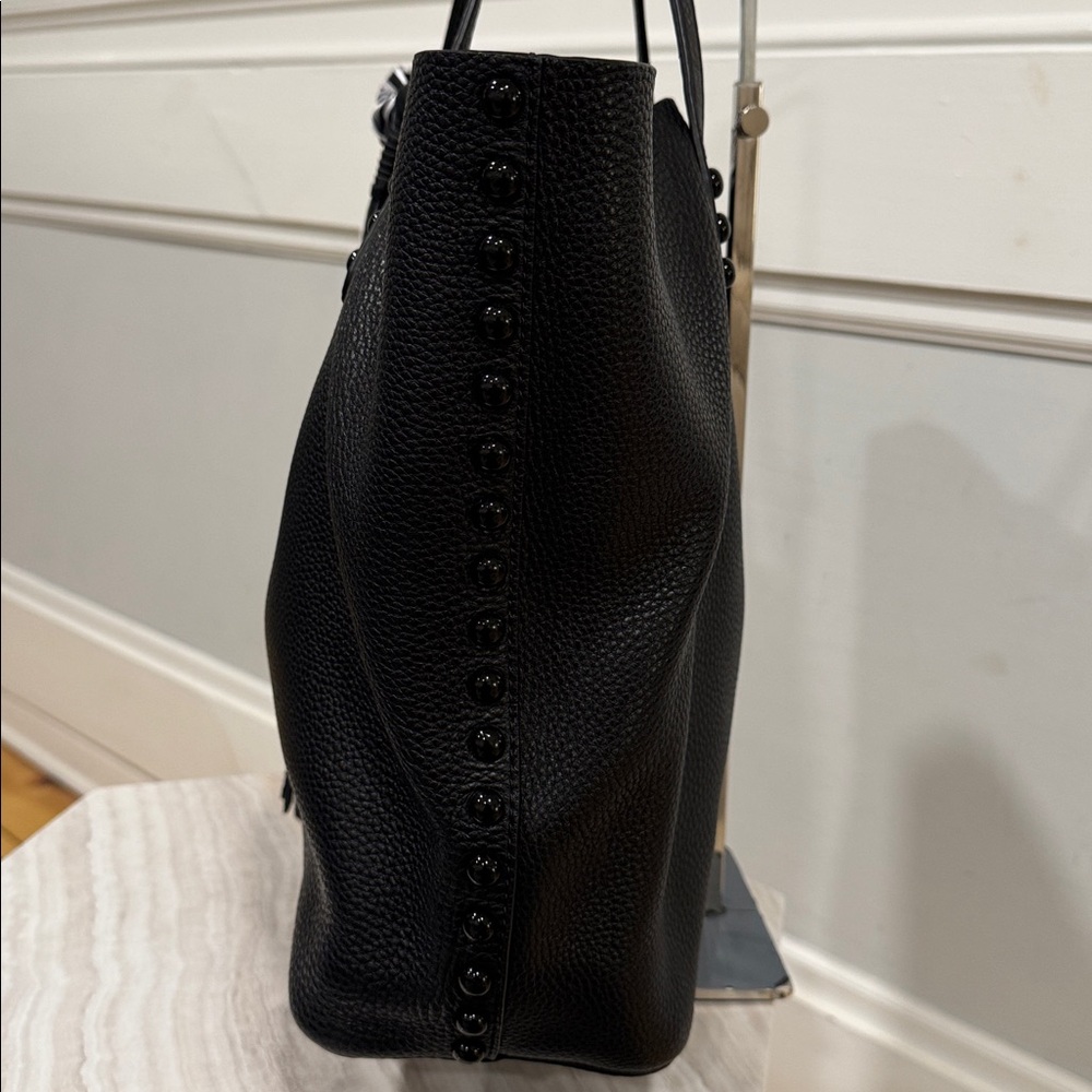Rebecca Minkoff Black Studded Pebbled Leather Unlined Tote Wallet Set - Picture 6 of 17